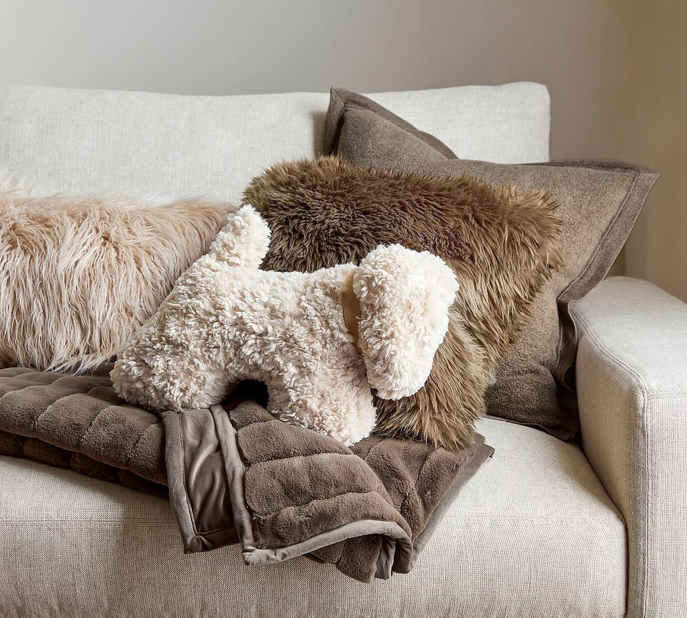 Pottery Barn NEW Doodle Faux Fur Dog Pillow